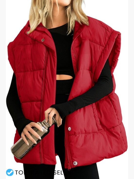 Jackets & Blazers - Women's Quilted Puffer Vest Zip Up Stand Collar Sleeveless Lightweight Warm